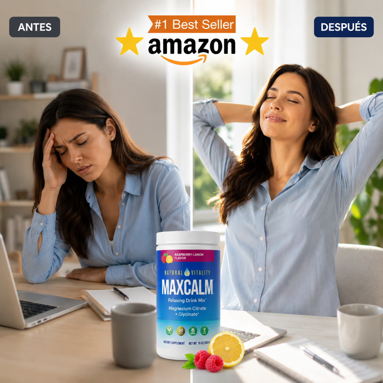 MAXCALM® | Magnesio para Estrés, Descanso y Energía