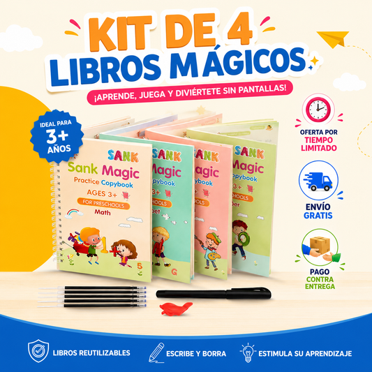 KIT DE 4 LIBROS MÁGICOS PARA APRENDER A ESCRIBIR